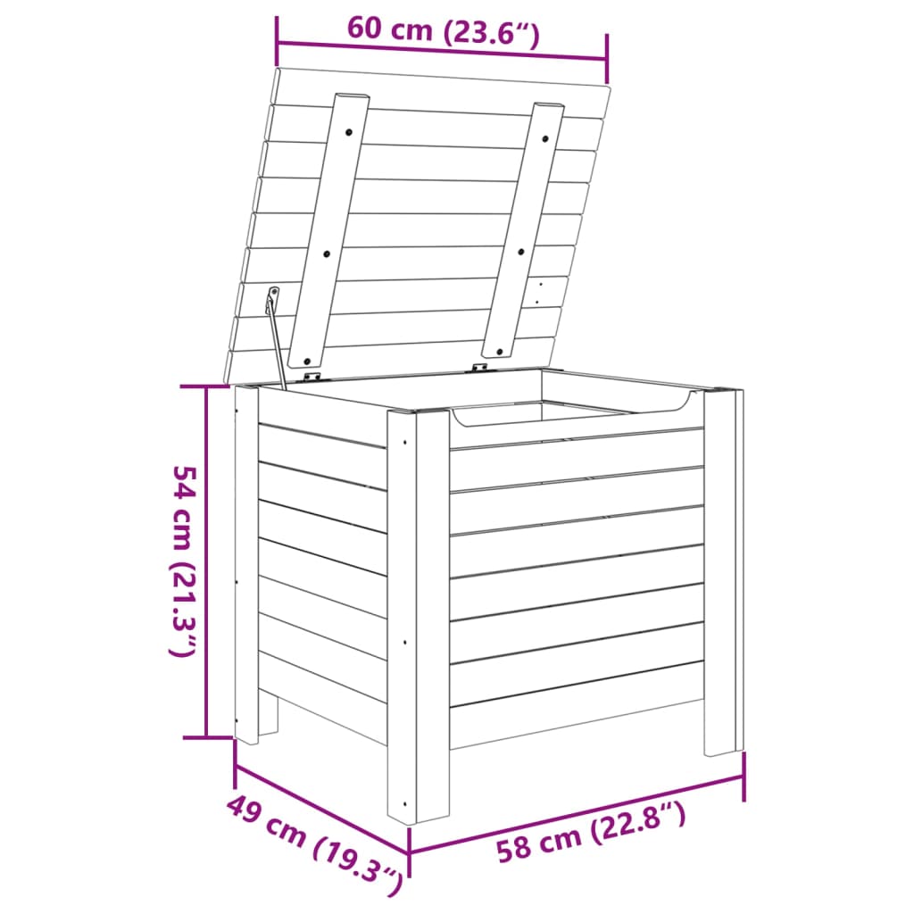 Storage Box with Lid RANA 60x49x54 cm Solid Wood Pine