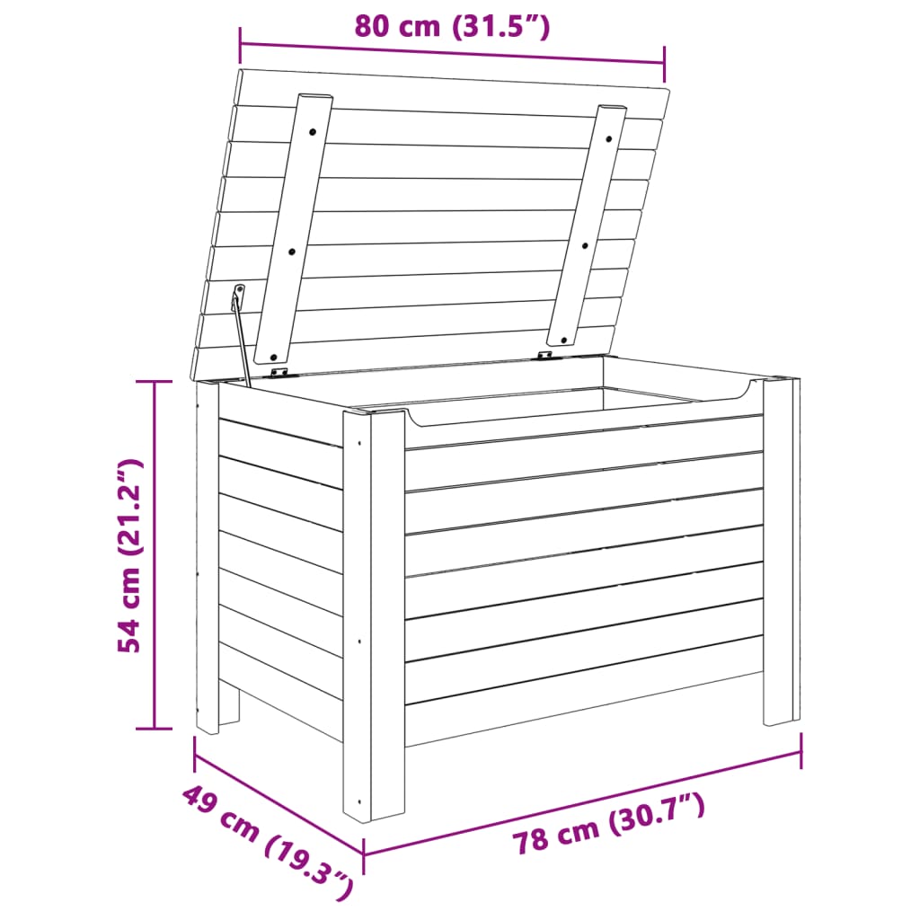 Storage Box with Lid RANA 80x49x54 cm Solid Wood Pine