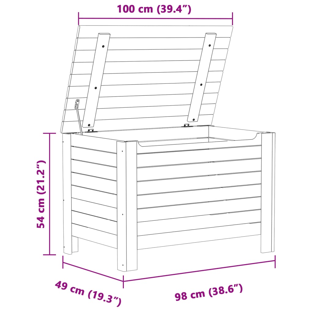 Storage Box with Lid RANA 100x49x54 cm Solid Wood Pine