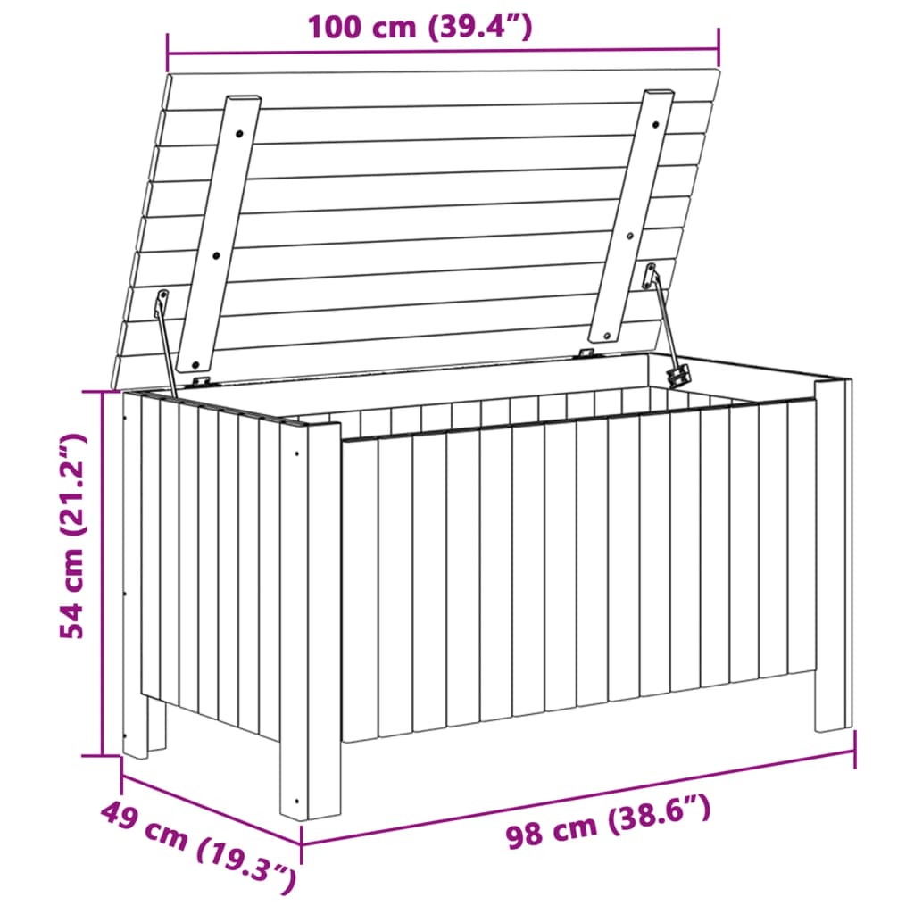 Storage Box with Lid RANA 100x49x54 cm Solid Wood Pine