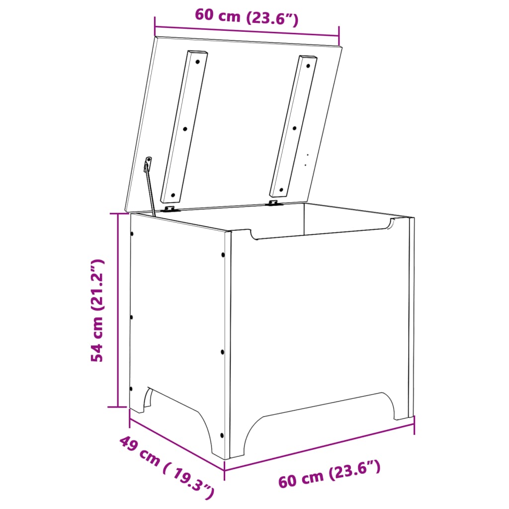 Storage Box with Lid RANA White 60x49x54 cm Solid Wood Pine