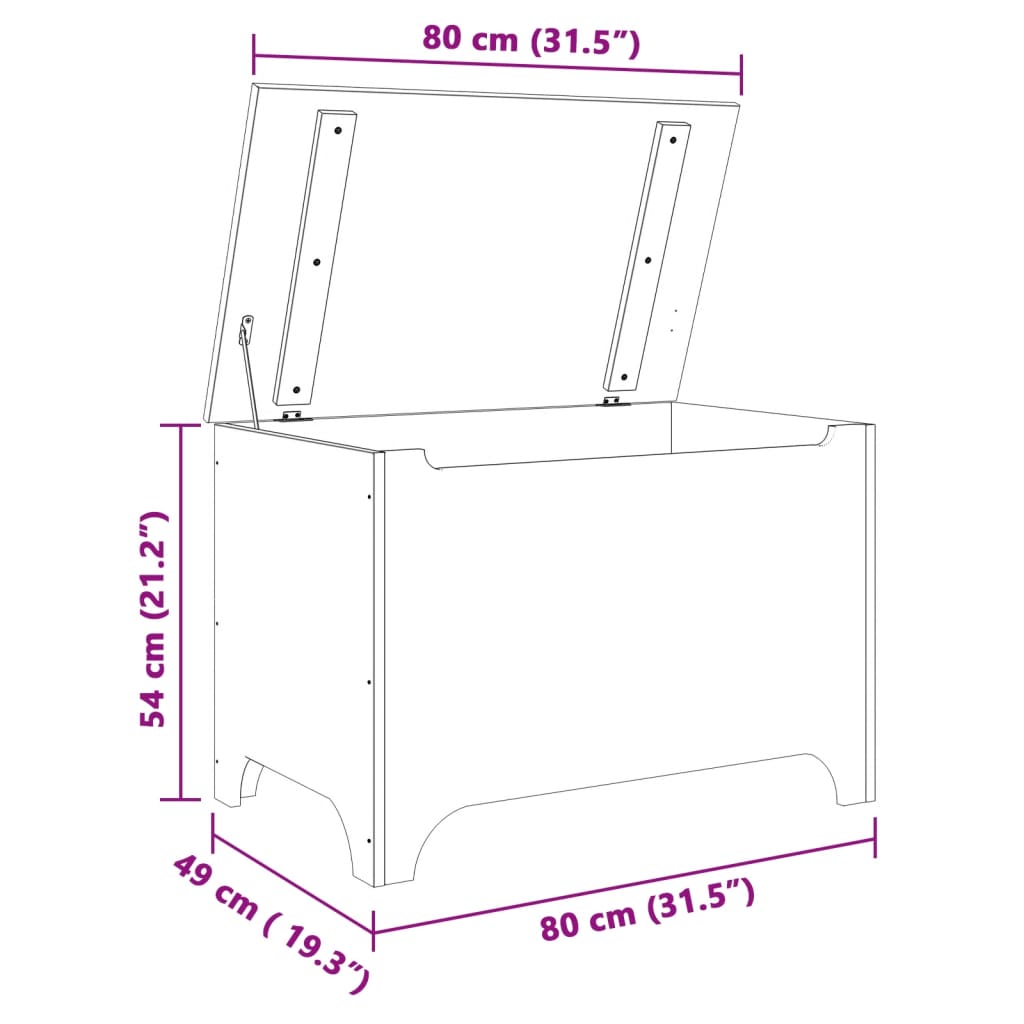 Storage Box with Lid RANA 80x49x54 cm Solid Wood Pine