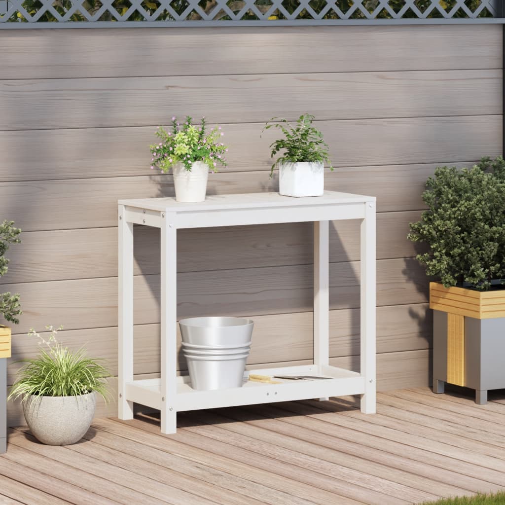 Potting Table with Shelf White 82.5x35x75 cm Solid Wood Pine