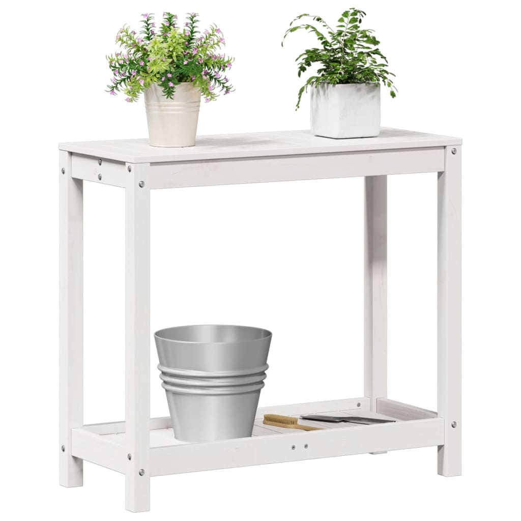 Potting Table with Shelf White 82.5x35x75 cm Solid Wood Pine