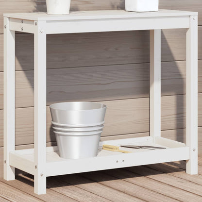 Potting Table with Shelf White 82.5x35x75 cm Solid Wood Pine