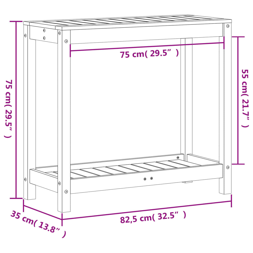 Potting Table with Shelf 82.5x35x75 cm Impregnated Wood Pine