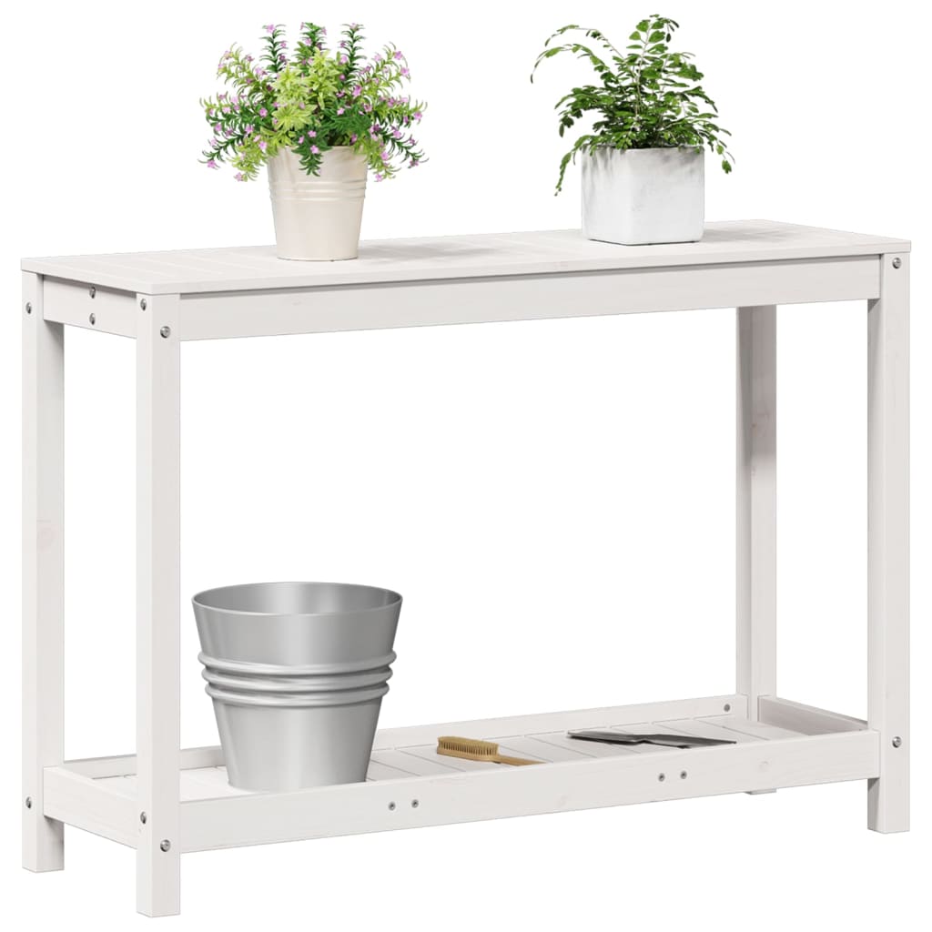 Potting Table with Shelf White 108x35x75 cm Solid Wood Pine