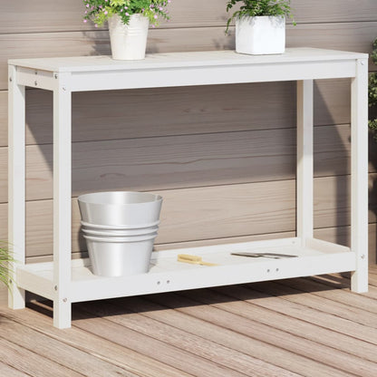 Potting Table with Shelf White 108x35x75 cm Solid Wood Pine