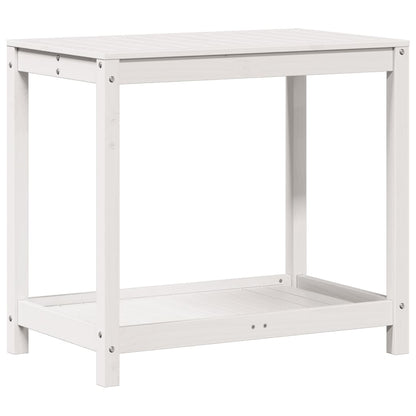 Potting Table with Shelf White 82.5x50x75 cm Solid Wood Pine