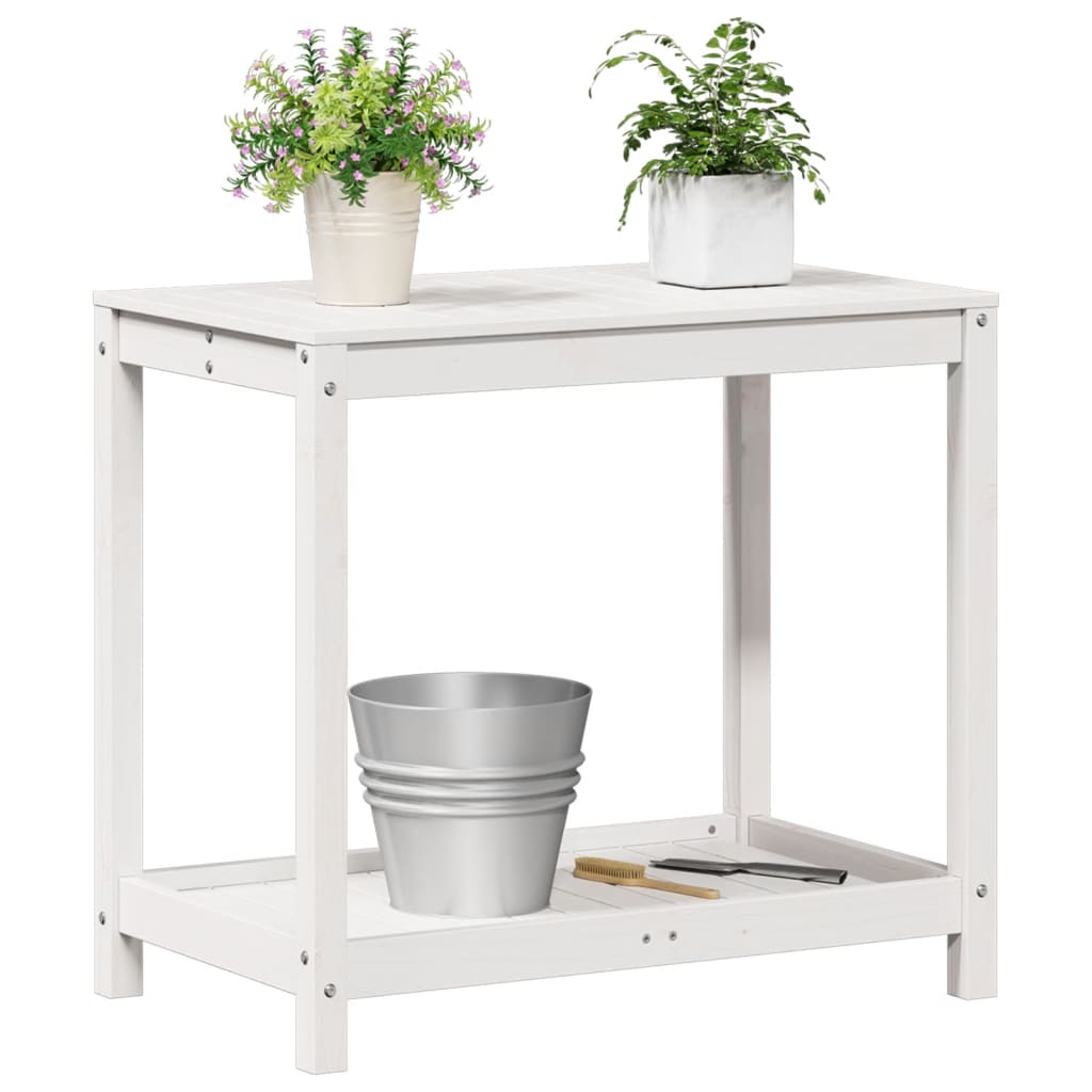 Potting Table with Shelf White 82.5x50x75 cm Solid Wood Pine