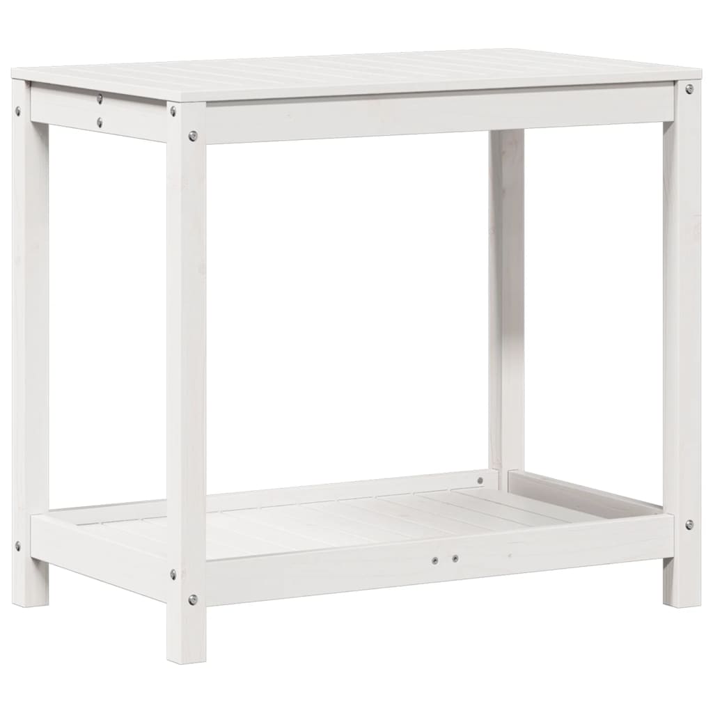 Potting Table with Shelf White 82.5x50x75 cm Solid Wood Pine