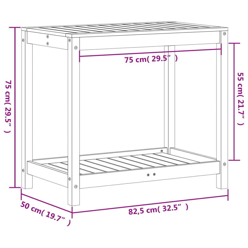 Potting Table with Shelf White 82.5x50x75 cm Solid Wood Pine