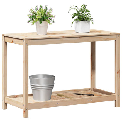 Potting Table with Shelf 108x50x75 cm Solid Wood Pine