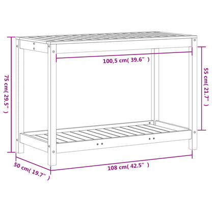 Potting Table with Shelf 108x50x75 cm Solid Wood Pine