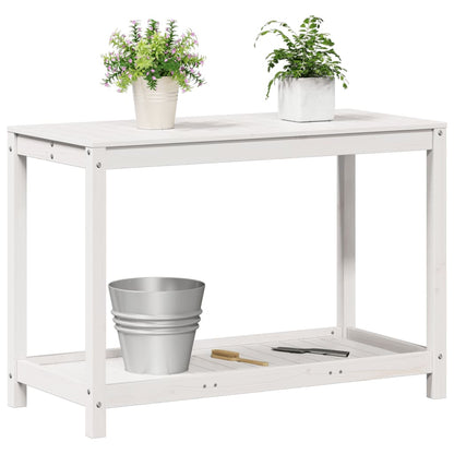 Potting Table with Shelf White 108x50x75 cm Solid Wood Pine