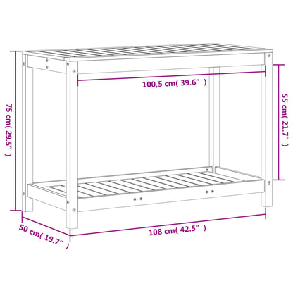 Potting Table with Shelf 108x50x75 cm Solid Wood Douglas