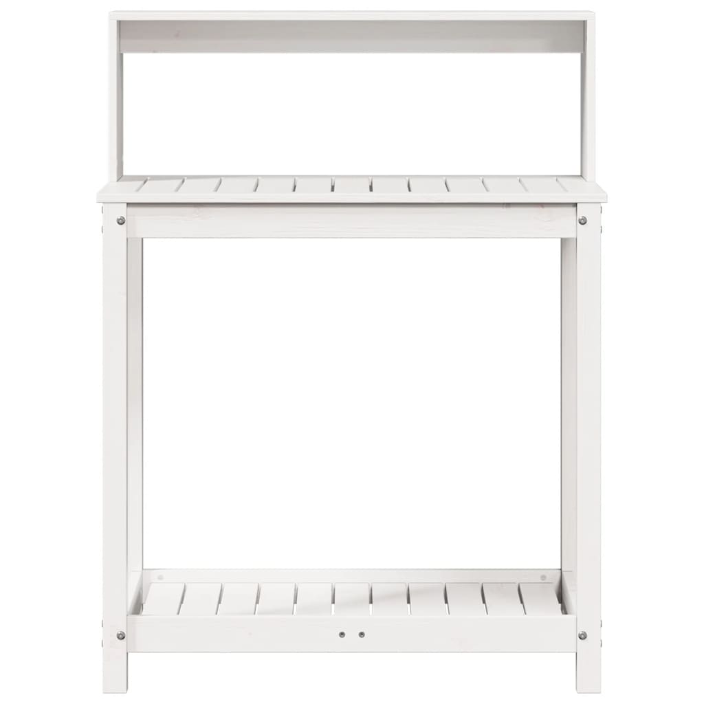 Potting Table with Shelves White 82.5x50x109.5 cm Solid Wood Pine