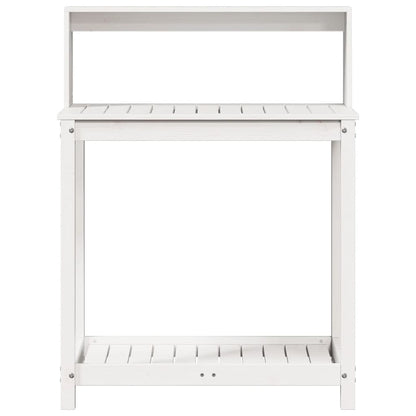 Potting Table with Shelves White 82.5x50x109.5 cm Solid Wood Pine