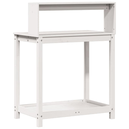 Potting Table with Shelves White 82.5x50x109.5 cm Solid Wood Pine