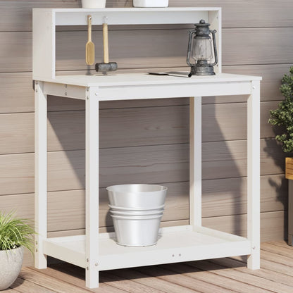 Potting Table with Shelves White 82.5x50x109.5 cm Solid Wood Pine