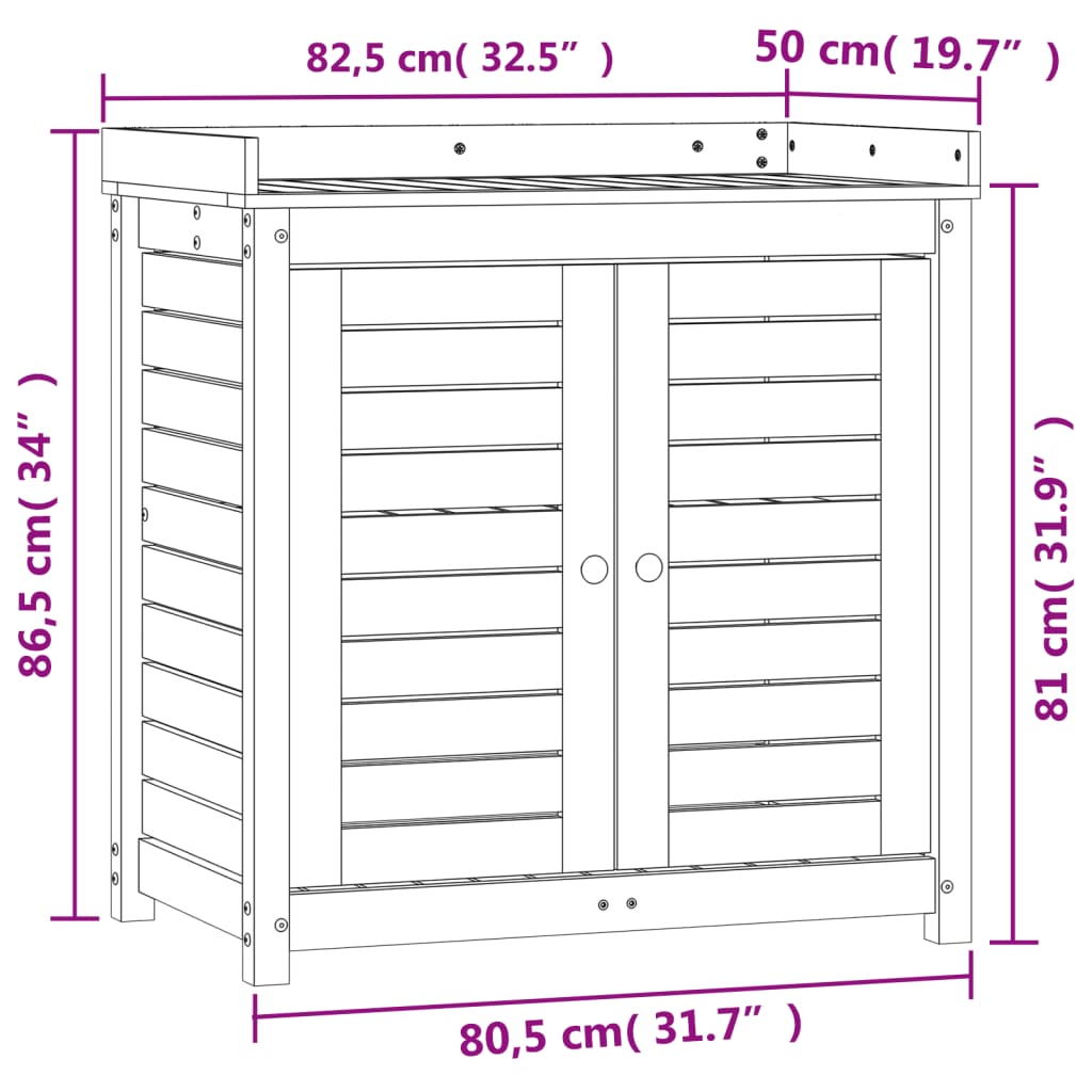 Potting Table with Shelves 82.5x50x86.5 cm Solid Wood Pine