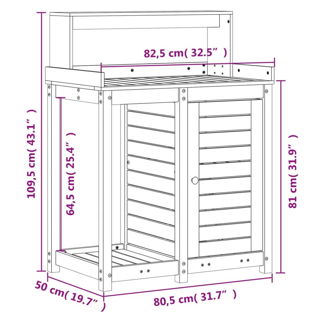 Potting Table with Shelves White 82.5x50x109.5 cm Solid Wood Pine