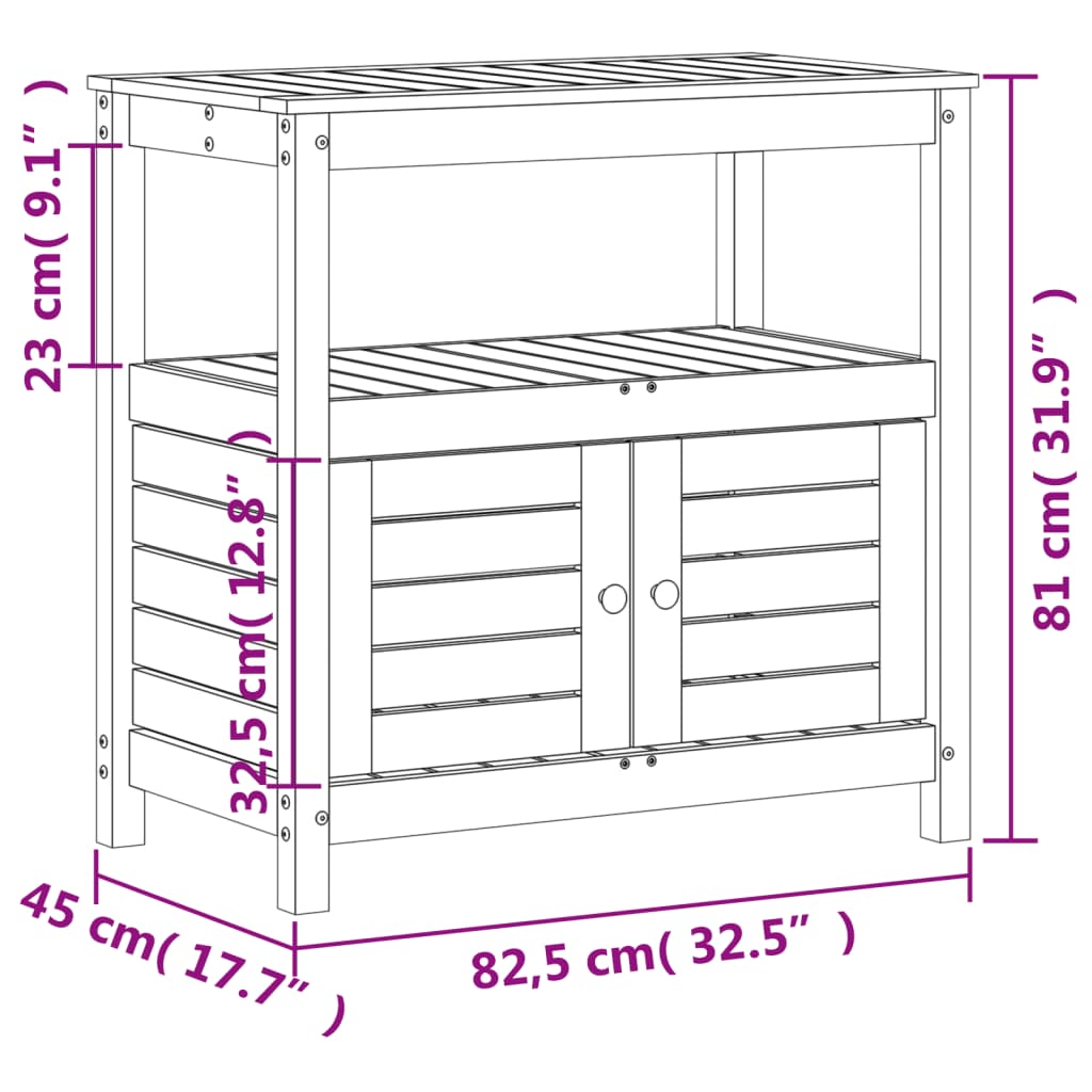 Potting Table with Shelves 82.5x45x81 cm Solid Wood Pine