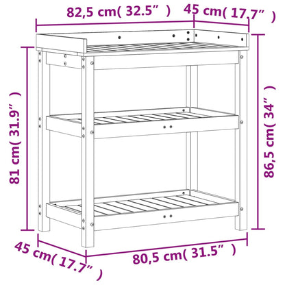 Potting Table with Shelves 82.5x45x86.5 cm Solid Wood Pine