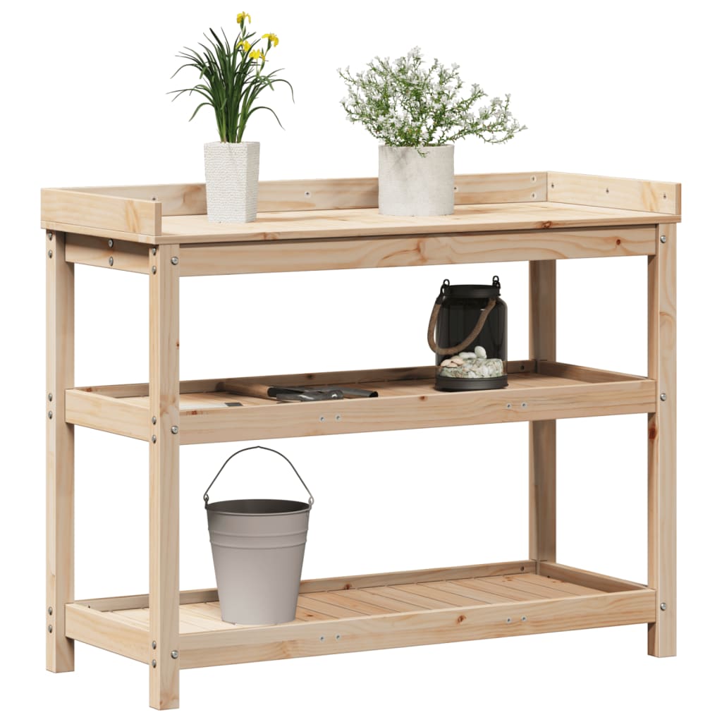 Potting Table with Shelves 108x45x86.5 cm Solid Wood Pine