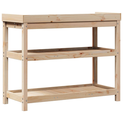 Potting Table with Shelves 108x45x86.5 cm Solid Wood Pine