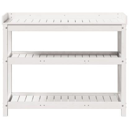 Potting Table with Shelves White 108x45x86.5 cm Solid Wood Pine