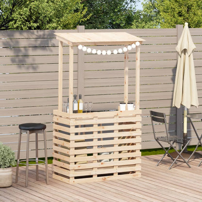 Outdoor Bar Table with Roof 112.5x57x195.5 cm Solid Wood