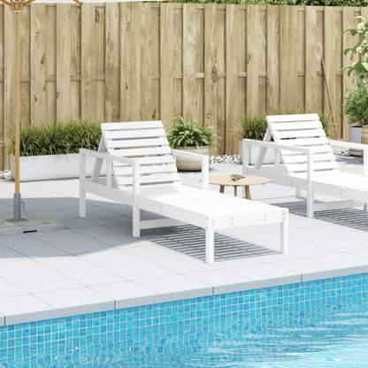 Sun Lounger White 199.5x62x55 cm Solid Wood Pine