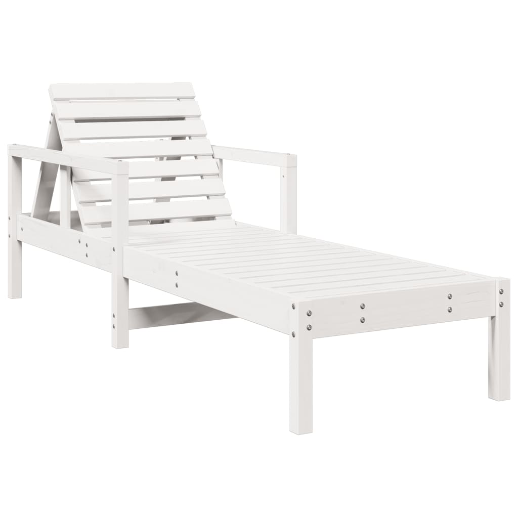 Sun Lounger White 199.5x62x55 cm Solid Wood Pine