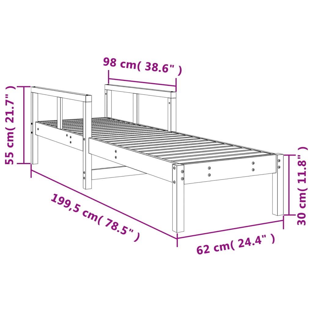 Sun Lounger White 199.5x62x55 cm Solid Wood Pine