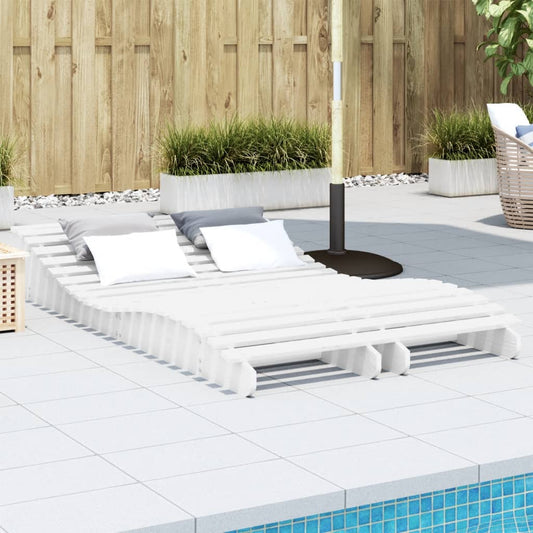 Sun Loungers 2 pcs White 205x60x31.5 cm Solid Wood Pine