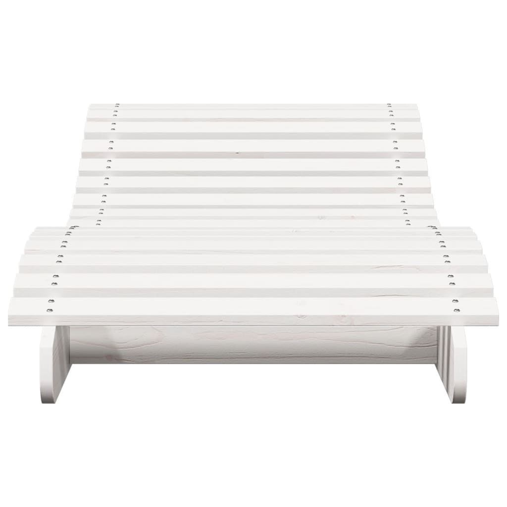 Sun Lounger White 205x70x31.5 cm Solid Wood Pine