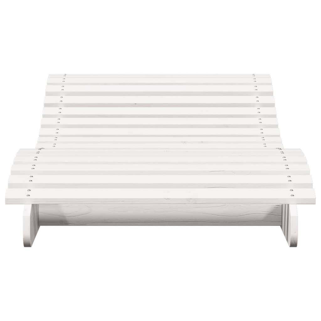 Sun Lounger White 205x80x31.5 cm Solid Wood Pine