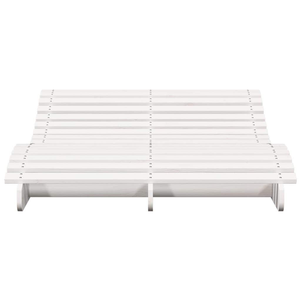 Sun Lounger White 205x110x31.5 cm Solid Wood Pine