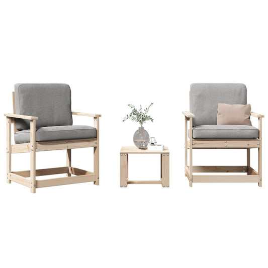 3 Piece Garden Lounge Set Solid Wood Pine