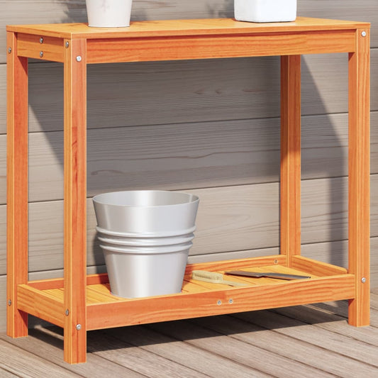 Potting Table with Shelf Wax Brown 82.5x35x75 cm Solid Wood Pine