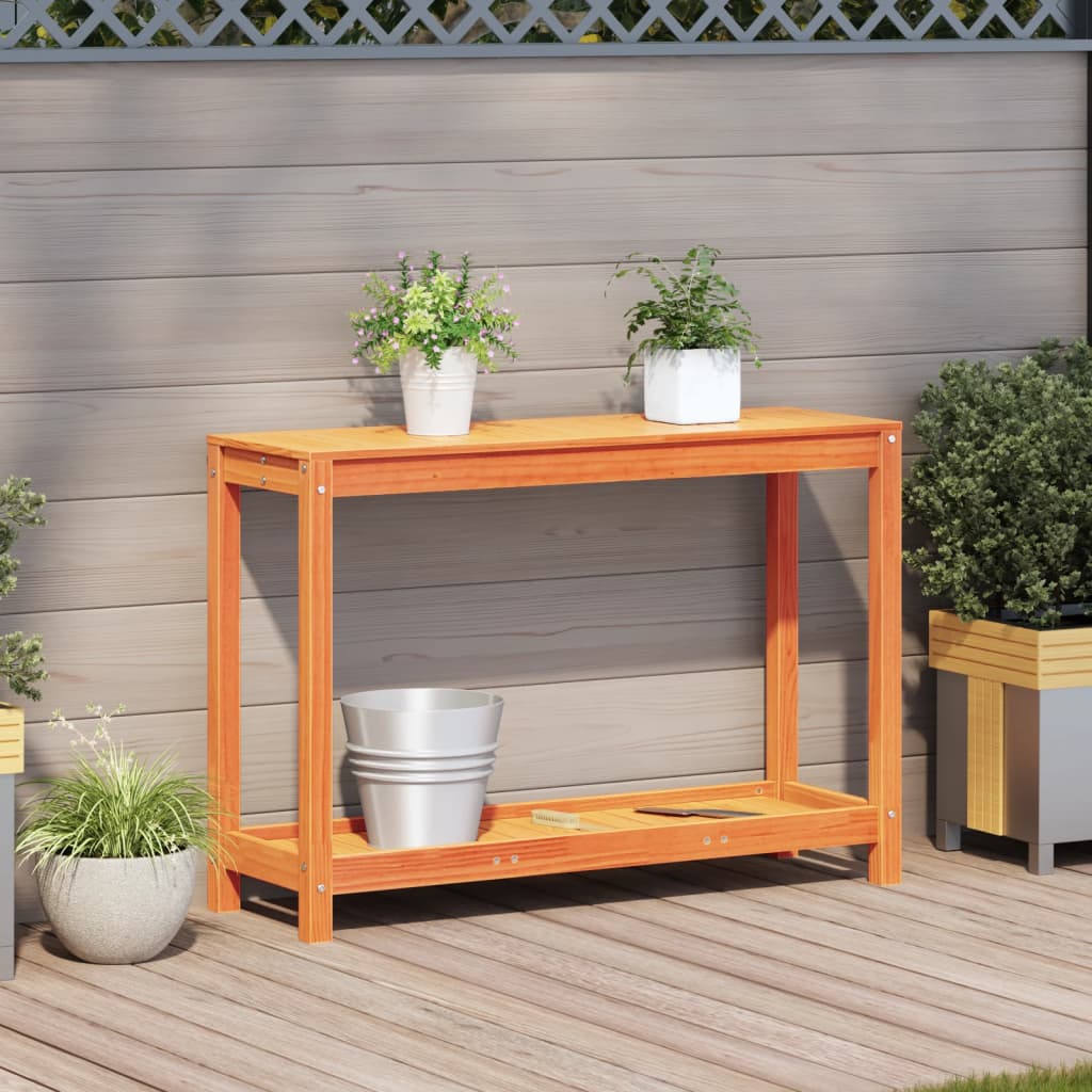 Potting Table with Shelf Wax Brown 108x35x75 cm Solid Wood Pine