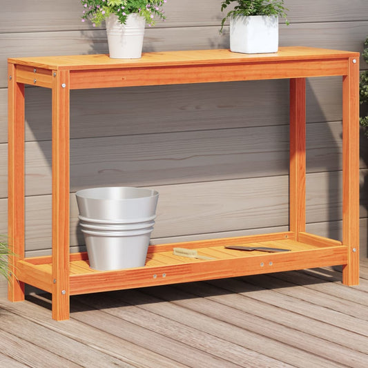 Potting Table with Shelf Wax Brown 108x35x75 cm Solid Wood Pine