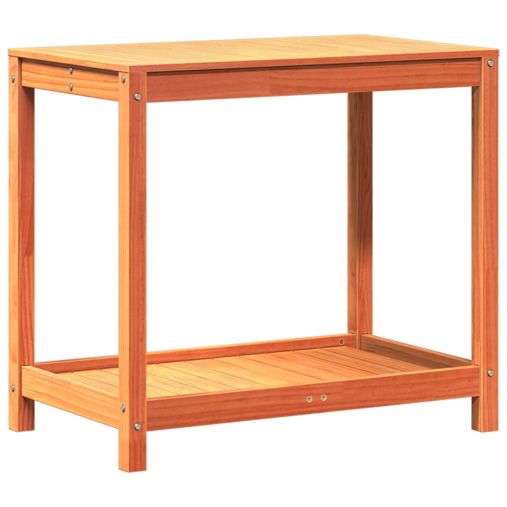 Potting Table with Shelf Wax Brown 82.5x50x75 cm Solid Wood Pine