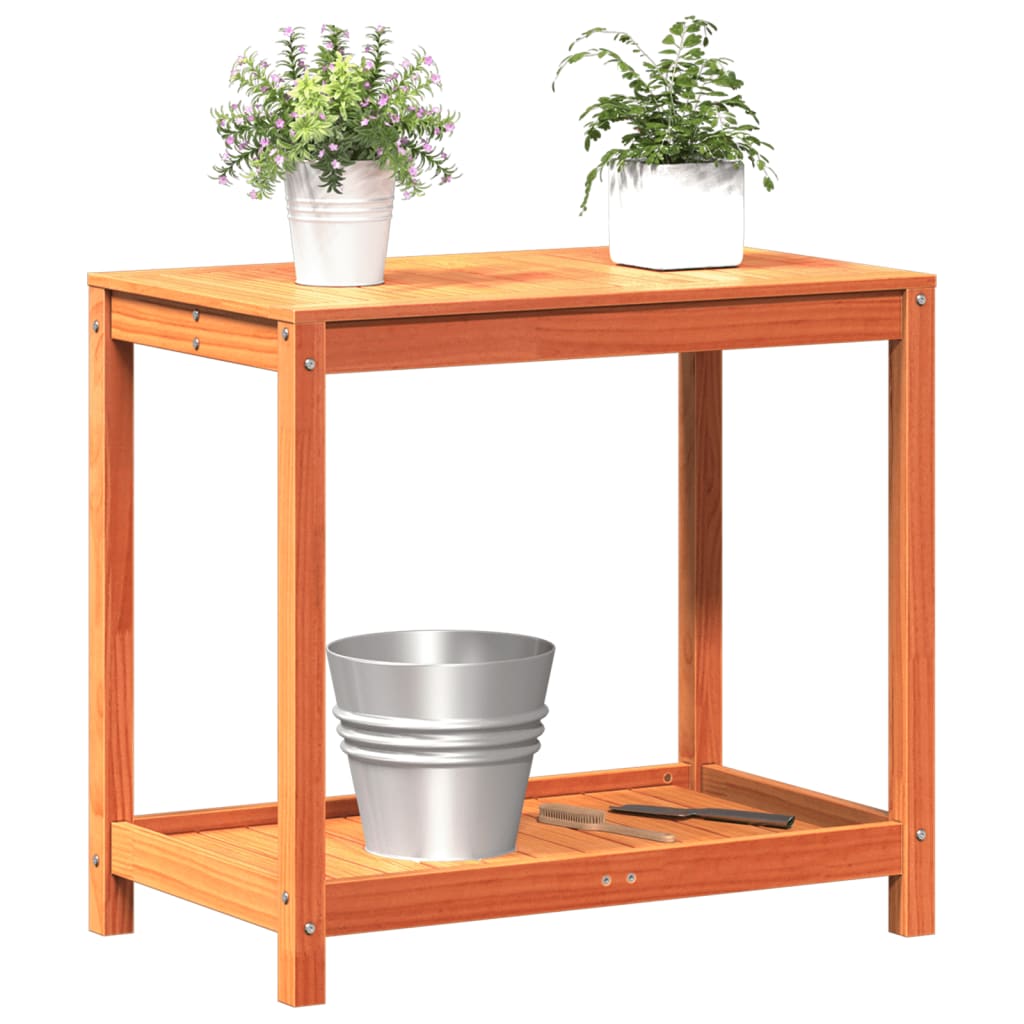 Potting Table with Shelf Wax Brown 82.5x50x75 cm Solid Wood Pine