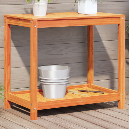 Potting Table with Shelf Wax Brown 82.5x50x75 cm Solid Wood Pine