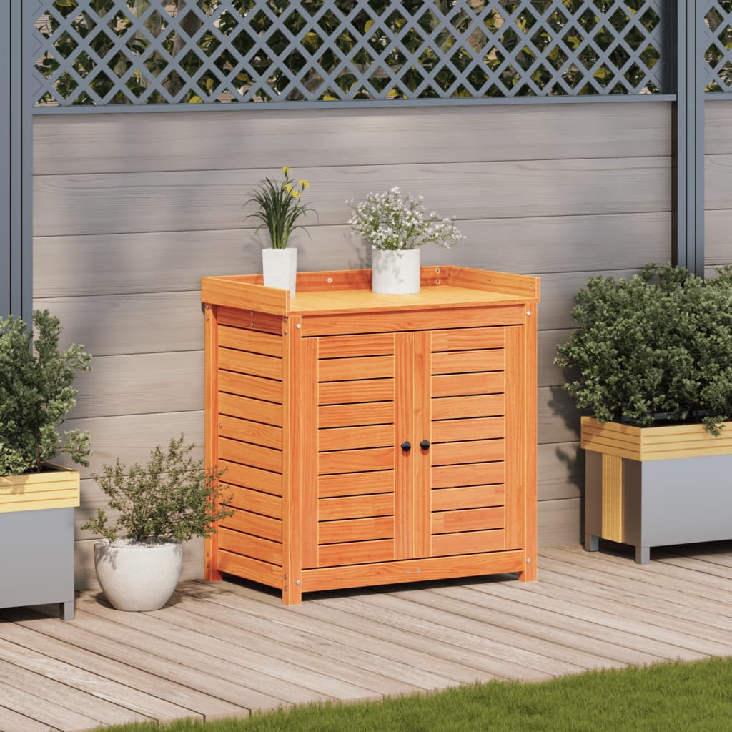 Potting Table with Shelves Brown 82.5x50x86.5 cm Solid Wood Pine