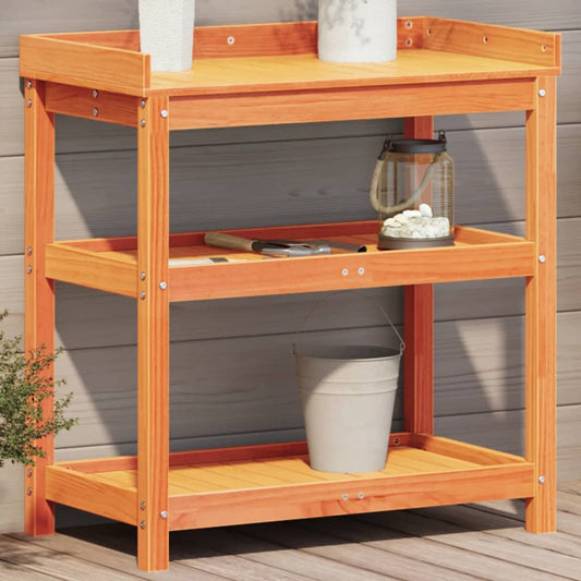 Potting Table with Shelves Brown 82.5x45x86.5 cm Solid Wood Pine