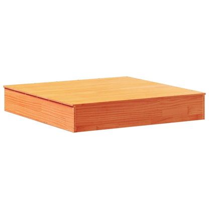 Sandpit with Cover Wax Brown 111x111x19.5 cm Solid Wood Pine