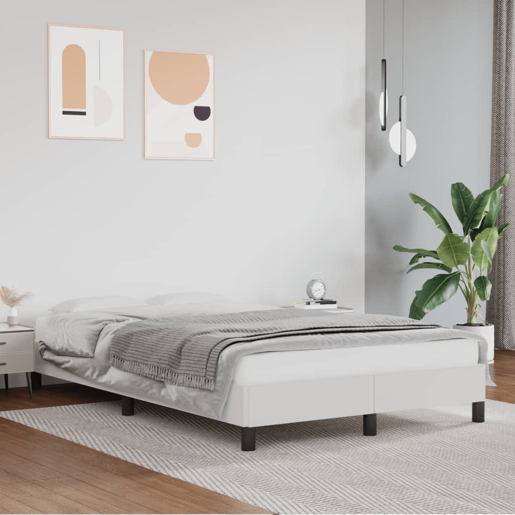 Bed Frame White 120x190 cm Small Double Faux Leather